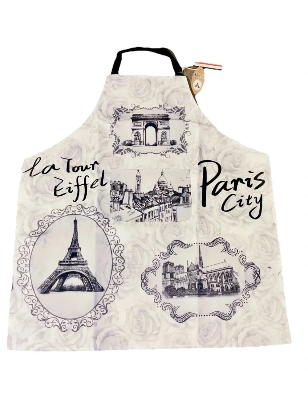 Paris Apron Eiffel Tower France Monuments Black White Abstract Made in France